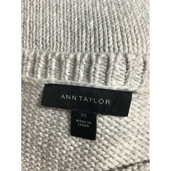 Ann Taylor Cream Boat Neck Ribbed Sweater XS Cotton Blend - Picture 5 of 7